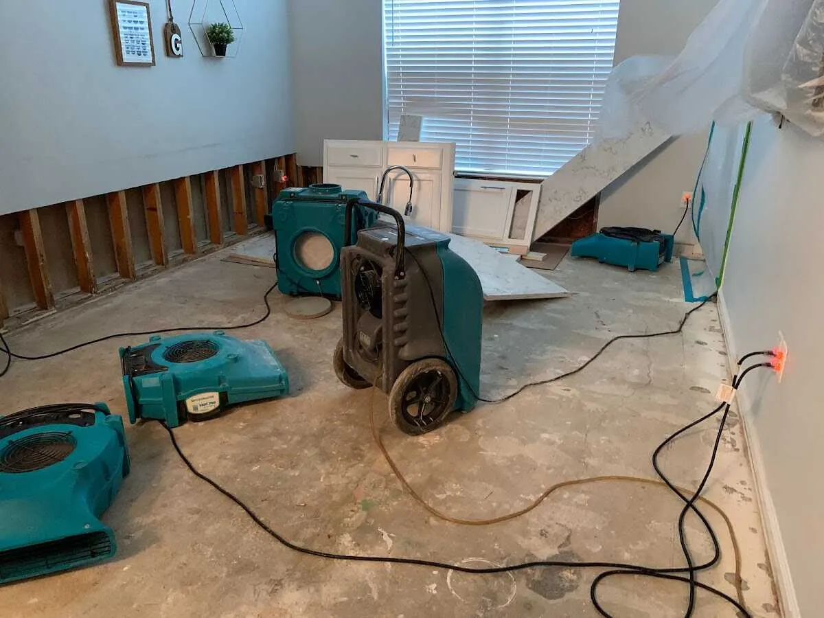 Dehumidifier in flood-cut room for Water Damage Restoration in Wildomar